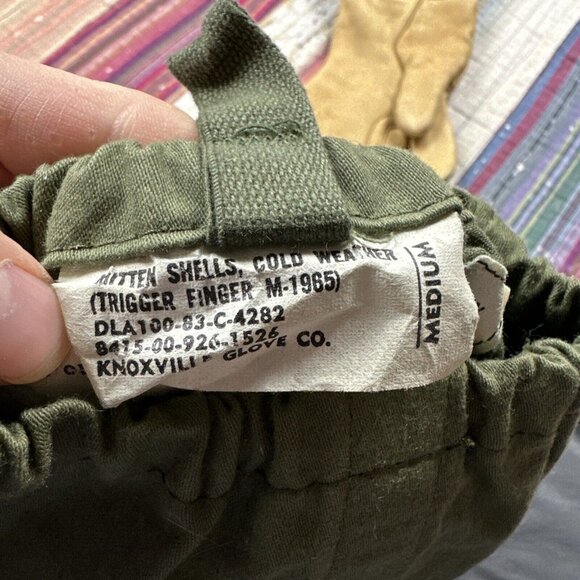 Vintage M-1965 Military Cold Weather Trigger Finger Mitten Shells Leather Medium - Picture 5 of 5